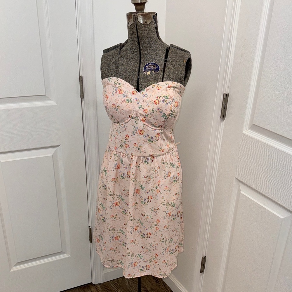 Strapless Floral Sundress - Pink